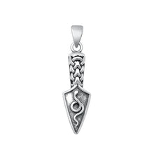 Load image into Gallery viewer, Sterling Silver Oxidized Snake and Arrowhead Knife Pendant