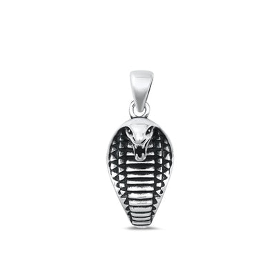 Sterling Silver Oxidized Cobra Head Pendant Face Height-21mm