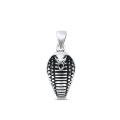 Sterling Silver Oxidized Cobra Head Pendant Face Height-21mm