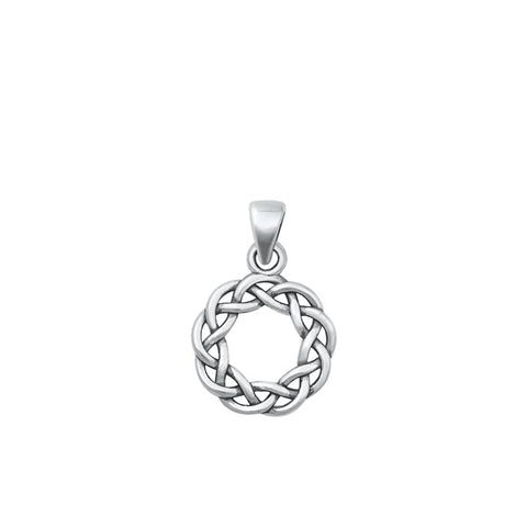 Sterling Silver Oxidized Celtic Wreath Pendant Face Height-13.4mm