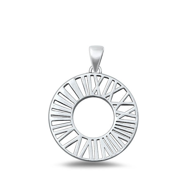 Sterling Silver Oxidized Roman Numerals Pendant Face Height-24mm