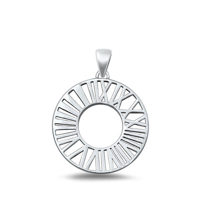 Sterling Silver Oxidized Roman Numerals Pendant Face Height-24mm