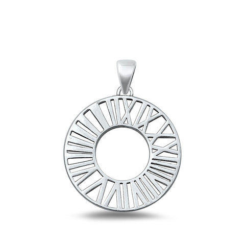 Sterling Silver Oxidized Roman Numerals Pendant Face Height-24mm