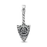 Sterling Silver Oxidized Valknut Arrowhead Pendant Face Height-33.6mm