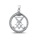 Sterling Silver Oxidized Lucifer Sigil Pendant Face Height-28.4mm