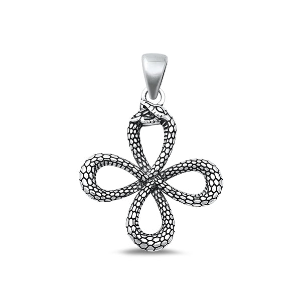 Sterling Silver Oxidized Snake Plain Pendant Face Height-26.2mm