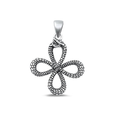 Sterling Silver Oxidized Snake Plain Pendant Face Height-26.2mm