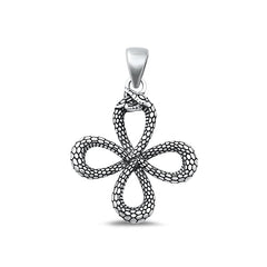 Sterling Silver Oxidized Snake Plain Pendant Face Height-26.2mm