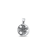 Sterling Silver Oxidized Moon And Stars Plain Pendant Face Height-13.8mm
