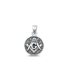 Load image into Gallery viewer, Sterling Silver Oxidized Masonic Freemason Plain Pendant Face Height-15.8mm