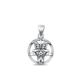 Sterling Silver Oxidized Baphomet Pendant Face Height-15.2mm
