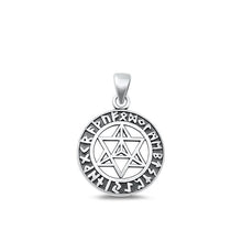 Load image into Gallery viewer, Sterling Silver Oxidized Star Of David Runes Plain Pendant Face Height-19.6mm