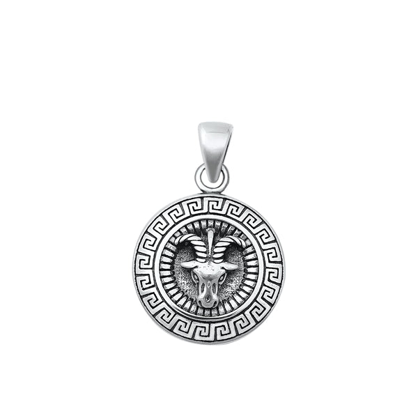 Sterling Silver Oxidized Sheep Plain Pendant Face Height-18mm