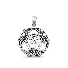 Load image into Gallery viewer, Sterling Silver Oxidized Ohm Plain Pendant Face Height-21.8mm
