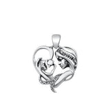 Sterling Silver Oxidized Mother and Child Pendant
