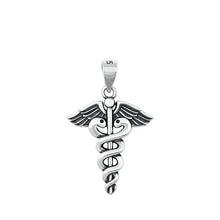 Load image into Gallery viewer, Sterling Silver Oxidized Caduceus Pendant