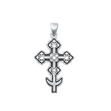 Sterling Silver Oxidized Cross Pendant-23.9mm