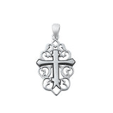 Sterling Silver Oxidized Cross Pendant-24mm