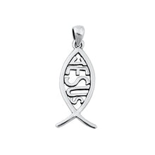 Load image into Gallery viewer, Sterling Silver Oxidized Jesus Fish Pendant