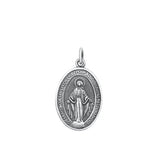 Sterling Silver Oxidized Mircaulous Medal Pendant