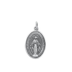 Sterling Silver Oxidized Mircaulous Medal Pendant