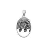 Sterling Silver Oxidized Ocean Pendant