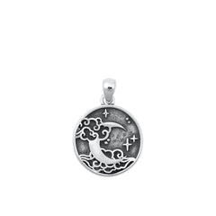 Sterling Silver Oxidized Moon Pendant