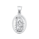 Sterling Silver Polished Virgin Mary Pendant-28mm
