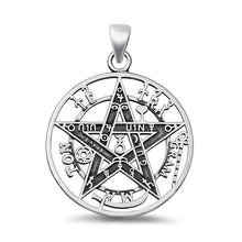 Load image into Gallery viewer, Sterling Silver Oxidized Tetragrammaton Plain Pendant Face Height-32mm