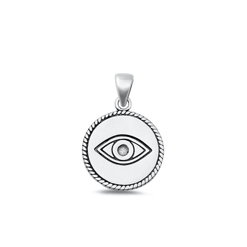 Sterling Silver Oxidized Evil Eye Plain Pendant Face Height-17.3mm