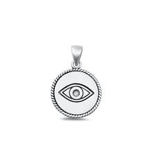 Load image into Gallery viewer, Sterling Silver Oxidized Evil Eye Plain Pendant Face Height-17.3mm