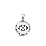 Sterling Silver Oxidized Evil Eye Plain Pendant Face Height-17.3mm