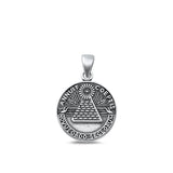 Sterling Silver Oxidized Novus Ordo Seclorum Plain Pendant Face Height-17.9mm