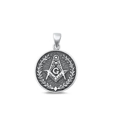 Load image into Gallery viewer, Sterling Silver Oxidized Masonic Freemason Plain Pendant Face Height-19.5mm