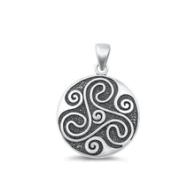 Load image into Gallery viewer, Sterling Silver Oxidized Triskele Plain Pendant Face Height-21.7mm
