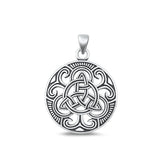 Sterling Silver Oxidized Celtic Knot Plain Pendant Face Height-23.9mm