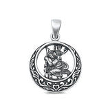 Sterling Silver Oxidized St. Christopher Plain Pendant Face Height-24.4mm
