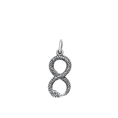 Sterling Silver Oxidized Snake Plain Pendant Face Height-17.4mm