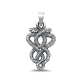 Sterling Silver Oxidized Snakes Plain Pendant Face Height-32.8mm