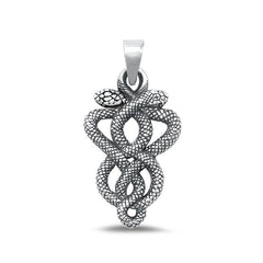 Sterling Silver Oxidized Snakes Plain Pendant Face Height-32.8mm
