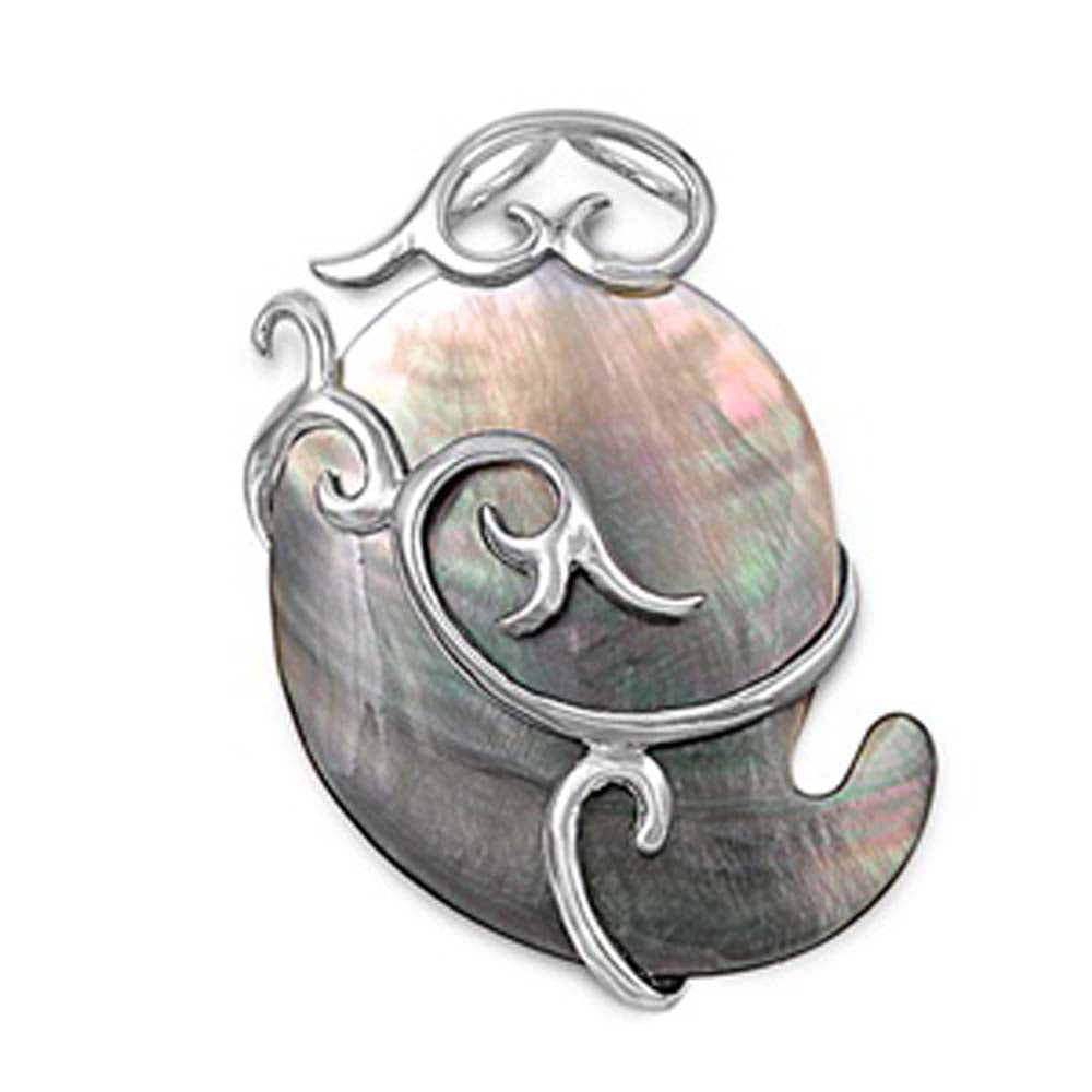 Sterling Silver Shell and Pearl Stone Pendant