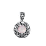 Sterling Silver Oxidized Mother of Pearl Stone Pendant
