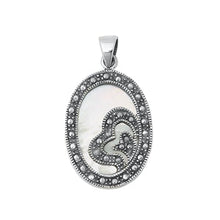 Load image into Gallery viewer, Sterling Silver Oxidized Marcasite and Mother of Pearl Stone Pendant