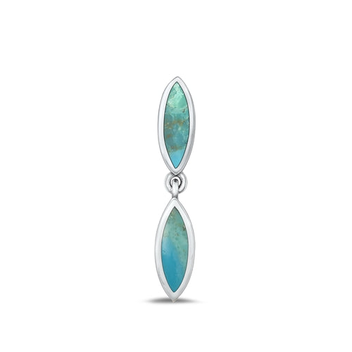 Sterling Silver Oxidized Genuine Turquoise Pendant Face Height-29.4mm