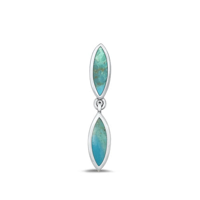 Sterling Silver Oxidized Genuine Turquoise Pendant Face Height-29.4mm