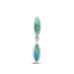 Sterling Silver Oxidized Genuine Turquoise Pendant Face Height-29.4mm