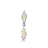 Sterling Silver Oxidized White Lab Opal Pendant Face Height-29.4mm