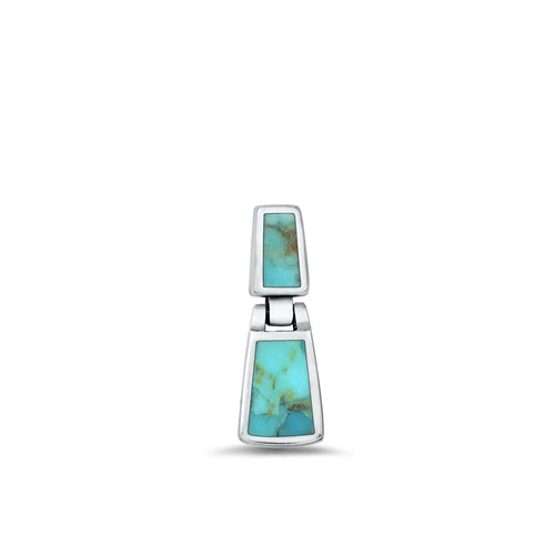 Sterling Silver Oxidized Genuine Turquoise Bar Pendant Face Height-20.7mm