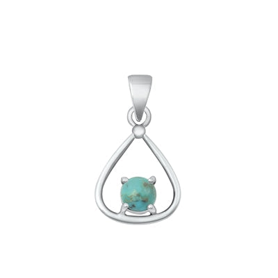 Sterling Silver Oxidized Genuine Turquoise Pendant-17.5mm