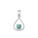 Sterling Silver Oxidized Genuine Turquoise Pendant-17.5mm